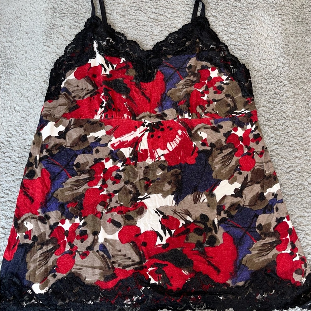 Lane Bryant Gray and Red Floral Top